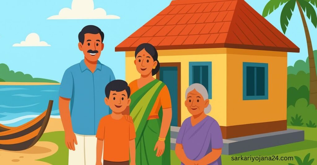 राष्ट्रीय मछुआरा कल्याण योजना 2025 के तहत आवास, बीमा और सामुदायिक भवन की सुविधा लेते मछुआरे